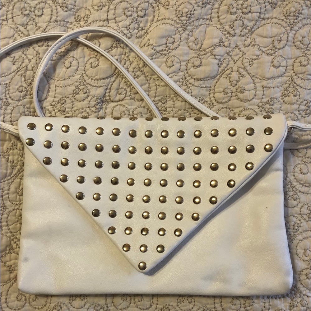 Crossbody white stud bag